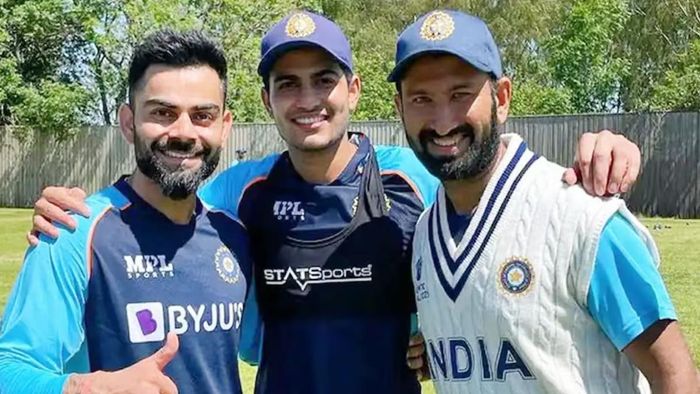 বিরাট কোহলি, শুভমন গিল ও চেতেশ্বর পূজারা