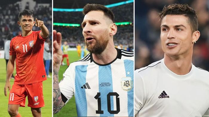 সুনীল ছেত্রী, লিওনেল মেসি ও ক্রিশ্চিয়ানো রোনাল্ডো