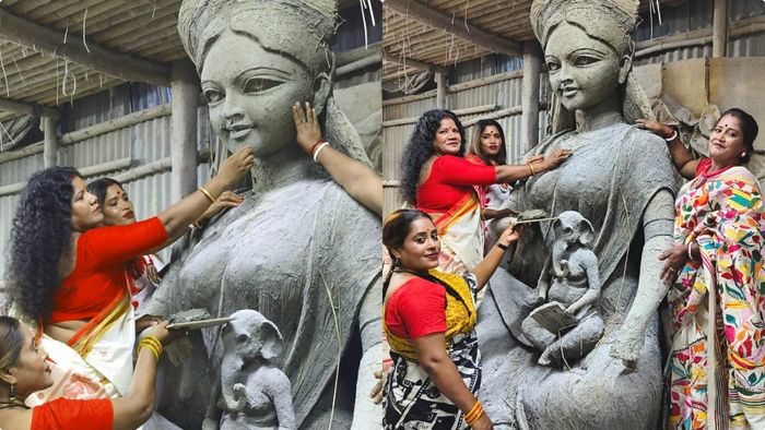 পুজোর ফটোশুটে দুর্বার। ছবি সৌজন্যে দুর্বারের সভানেত্রী বিশাখা লস্কর।