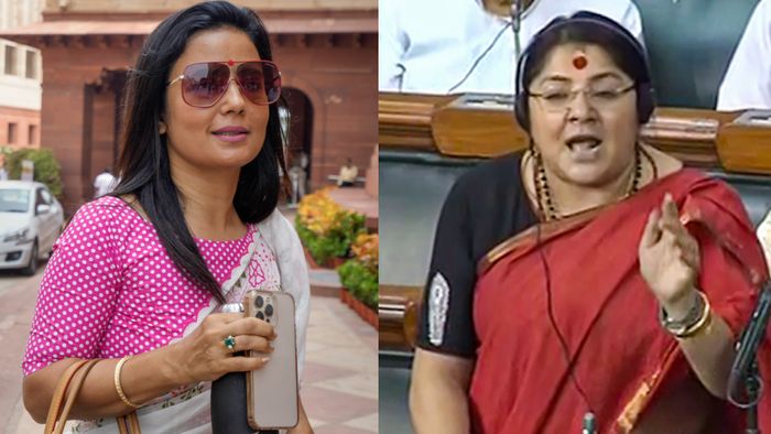 মহুয়া মৈত্র ও লকেট চট্টোপাধ্যায়।