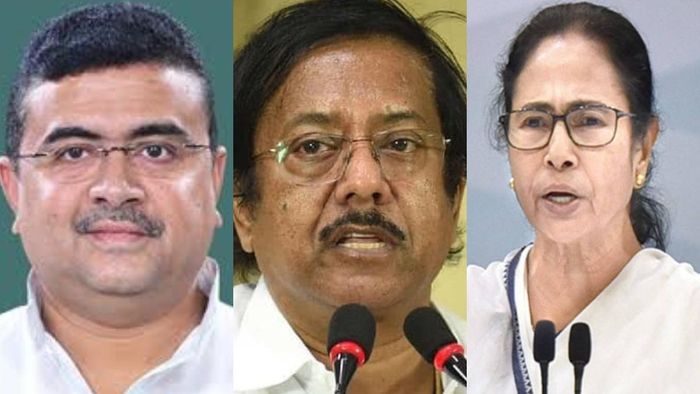 শুভেন্দু অধিকারী, জ্যোতিপ্রিয় মল্লিক ও মমতা বন্দ্যোপাধ্যায়