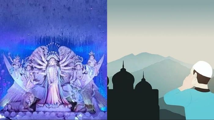 দুর্গাপুজোয় আজান ঘিরে বিতর্ক