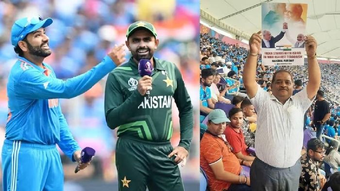 ভারত বনাম পাকিস্তান ম্যাচ, পোস্টার হাতে সেই দর্শক