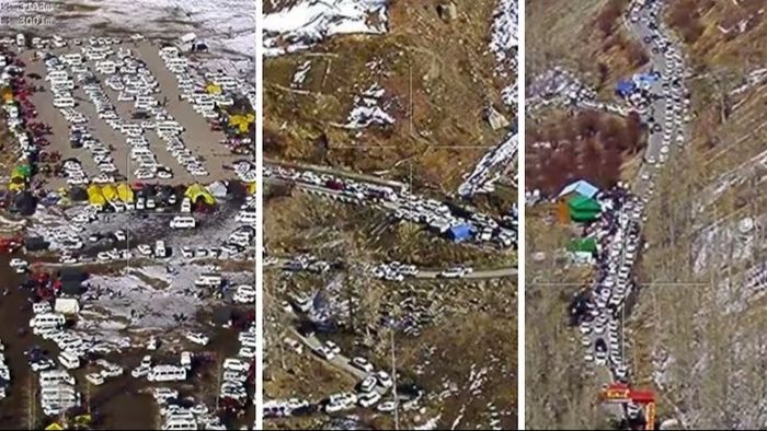 ছুটি পড়তেই ট্রাফিক জ্যামে অচল হিমাচল পাহাড়, দেখুন ড্রোনে তোলা ছবি