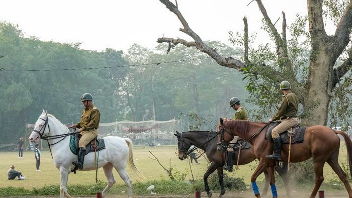 কলকাতার ময়দানে কলকাতা পুলিশের মাউন্টেড পুলিশের টহল। ছবি-পিটিআই