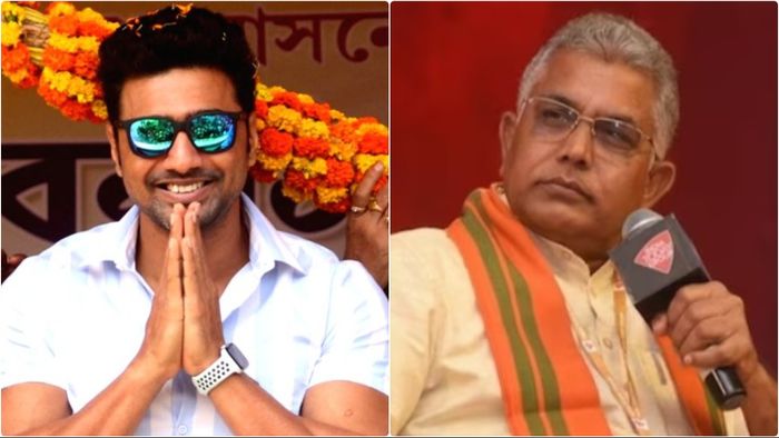 দিলীপ ঘোষ, দেব। ফাইল ছবি।