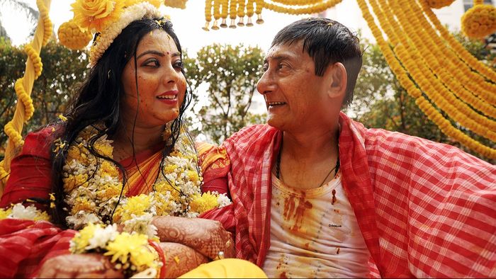 কাঞ্চন -শ্রীময়ীর গায়ে হলুদের মুহূর্ত (ছবি: তথাগত ঘোষ)