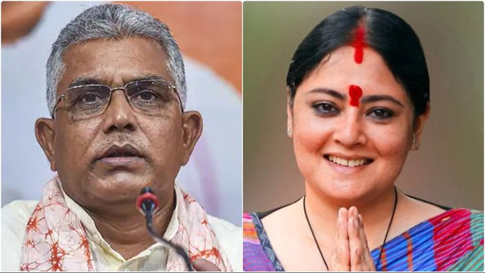 দিলীপ ঘোষ ও অগ্নিমিত্রা পাল। কোলাজ