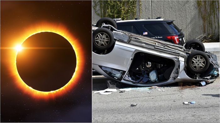 Total Solar Eclipse Car Crashes road Accident