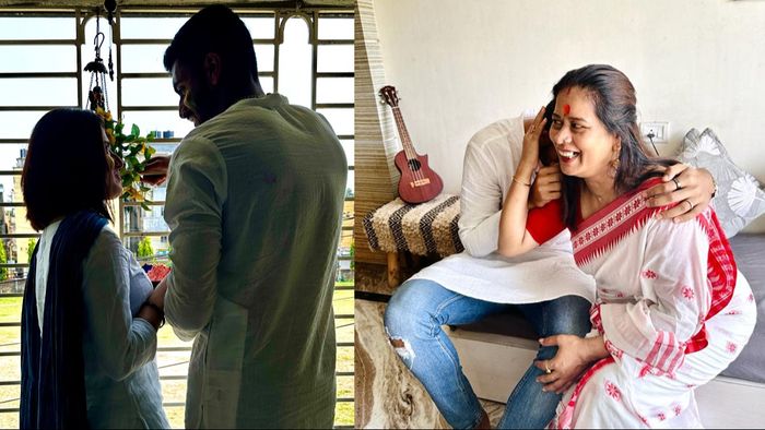 মনের মানুষের সঙ্গে দিতিপ্রিয়া, জামাইয়ের সঙ্গে সুদীপ্তা রায় (ছবি: ফেসবুক)