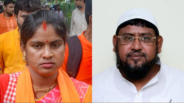 রেখা পাত্র ও নুরুল ইসলাম। কোলাজ