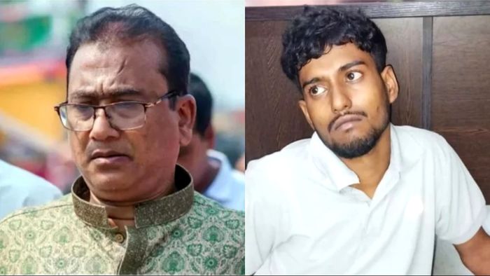 বাংলাদেশের সাংসদ আনোয়ারুল আজিম আনোয়ার ও ধৃত জিহাদ হাওলাদার। কোলাজ