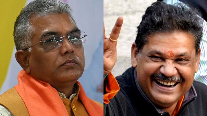 দিলীপ ঘোষ ও কীর্তি আজাদ। কোলাজ