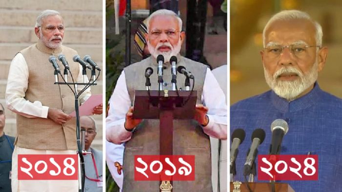 ২০১৪, ২০১৯ ও ২০২৪- মোদীর শপথগ্রহণ