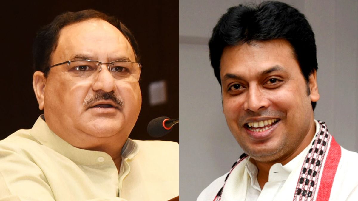 জেপি নাড্ডা ও বিপ্লব দেব। কোলাজ