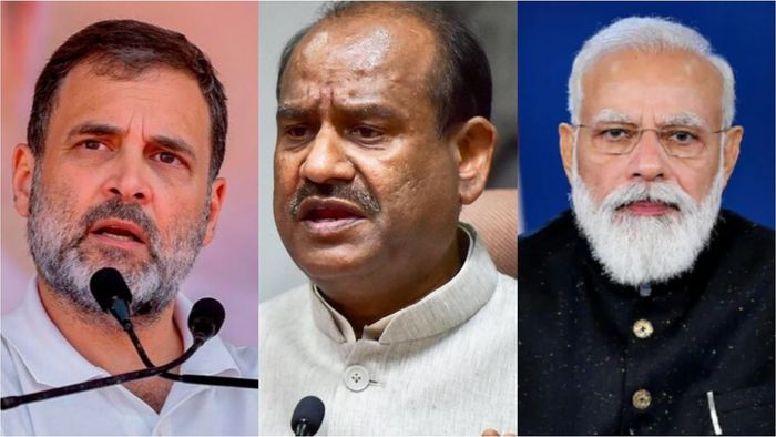 রাহুল গান্ধী-ওম বিড়লা-নরেন্দ্র মোদী