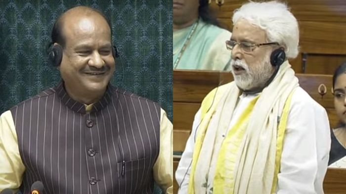 স্পিকার ওম বিড়লা- তৃণমূলের লোকসভা নেতা সুদীপ বন্দ্যোপাধ্যায়