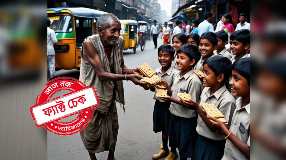 ফ্যাক্ট চেক: কলকাতার রাস্তায় দরিদ্র বৃদ্ধের স্কুল শিশুদের বিস্কুট দেওয়ার ছবি AI দ্বারা তৈরি ফ্যাক্ট চেক: কলকাতার রাস্তায় দরিদ্র বৃদ্ধের স্কুল শিশুদের বিস্কুট দেওয়ার ছবি AI দ্বারা তৈরি