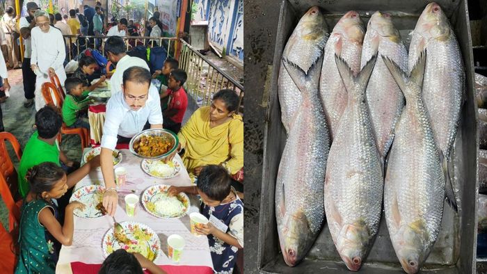কলকাতার পথশিশুদের জন্য ইলিশ উৎসব। ফাইল ছবি