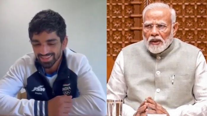 আমান সেহরাওয়াত এবং প্রধানমন্ত্রী মোদি