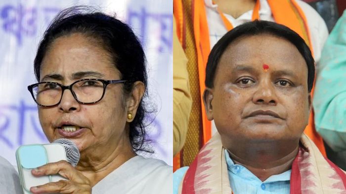 ওড়িশার মুখ্যমন্ত্রী মোহনচরণ মাঝি। মমতা বন্দ্যোপাধ্যায়। ফাইল ছবি