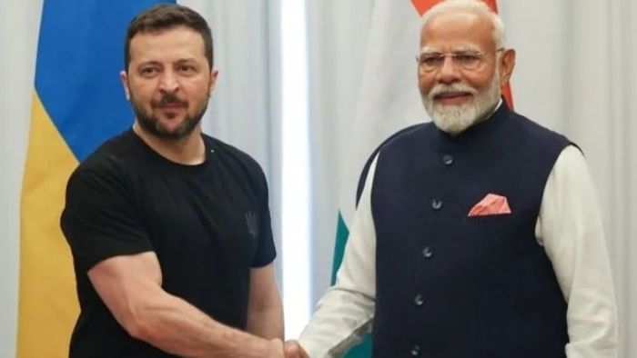 PM Narendra Modi with Ukrainian President Volodymyr Zelenskyy (FILE/PTI)