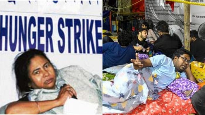 মমতা বন্দ্যোপাধ্যায় ও জুনিয়র ডাক্তারদের অনশন।-কোলাজ