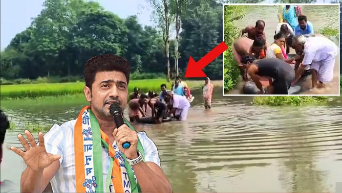 অথৈ জলে। ছবি: ফেসবুকে ভাইরাল ভিডিও