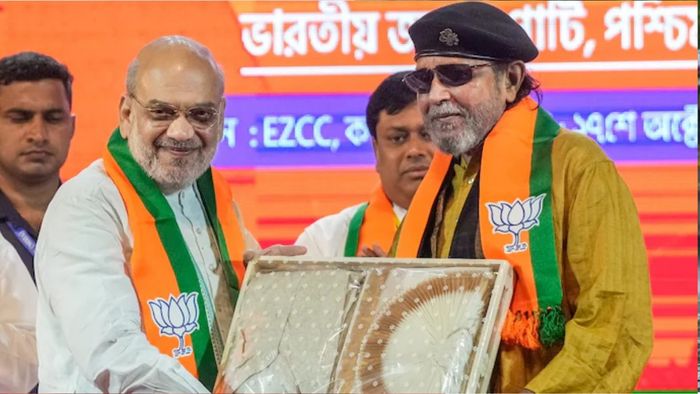 অমিত শাহ ও মিঠুন চক্রবর্তী।