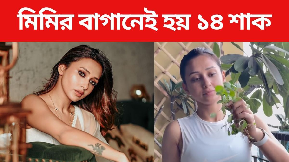 বাড়ির বারান্দা থেকেই তুললেন শাক, ভূত চতুর্দশীতে ১৪ শাক খাবেন মিমি বাড়ির বারান্দা থেকেই তুললেন শাক, ভূত চতুর্দশীতে ১৪ শাক খাবেন মিমি