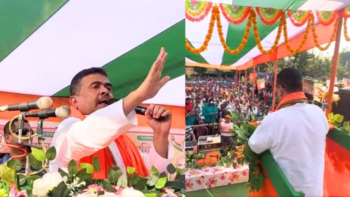 তালডাংরায় শুভেন্দু অধিকারী। ছবি: ফেসবুক/শুভেন্দু অধিকারী