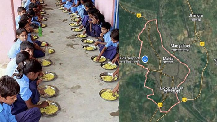 মালদায় মিড ডে মিলের চাল চুরির অভিযোগ।