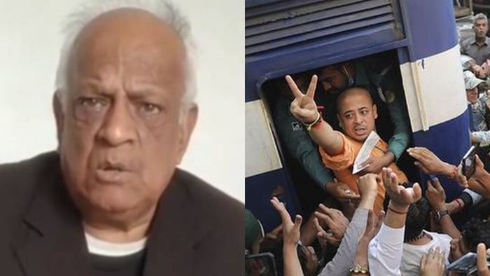 সন্ন্যাসী চিন্ময়কৃষ্ণের আইনজীবী রবীন্দ্র ঘোষ।-কোলাজ