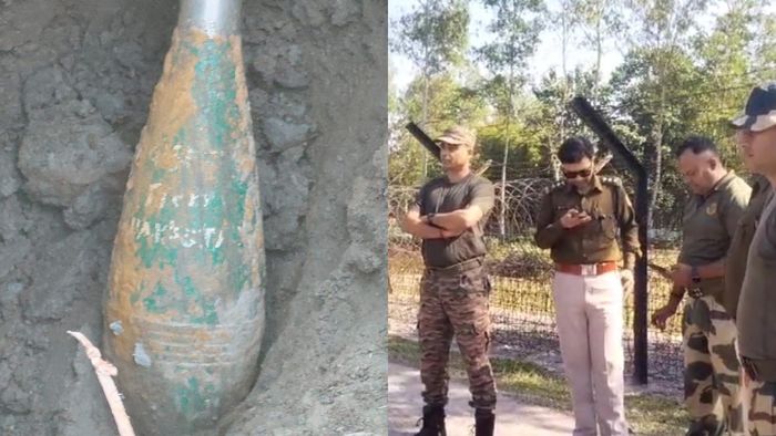 পাকিস্তান লেখা মর্টার শেল উদ্ধার।-কোলাজ