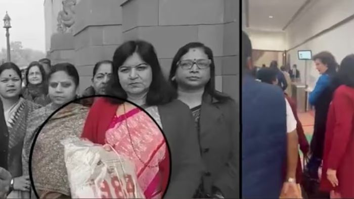 '১৯৮৪' লেখা ব্যাগ নিয়ে আসেন ওড়িশা বিজেপির সাংসদ অপরাজিতা সারঙ্গি