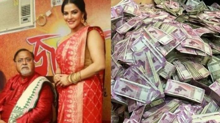 পার্থ-অর্পিতা, অর্পিতার বাড়ি থেকে উদ্ধার হওয়া টাকা (ডান দিকে)।