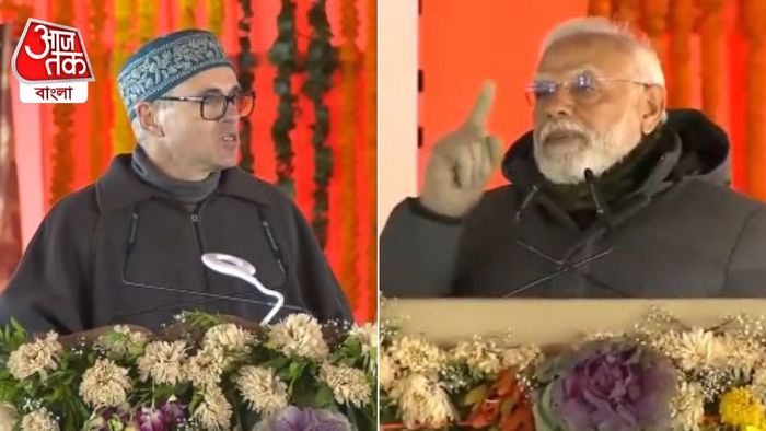প্রধানমন্ত্রী নরেন্দ্র মোদী ও জম্মু-কাশ্মীরের মুখ্যমন্ত্রী ওমর আব্দুল্লাহ