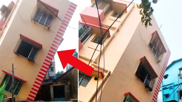 বাঘাযতীনে হেলে পড়া ফ্ল্যাট।-ফাইল ছবি