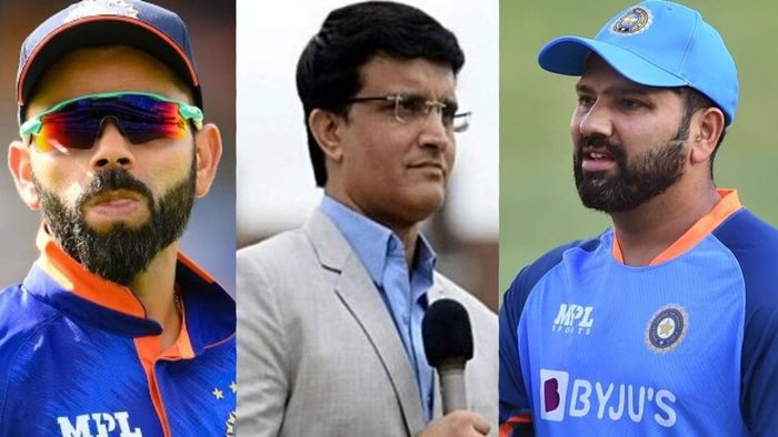 বিরাট কোহলি, সৌরভ গঙ্গোপাধ্যায় ও রোহিত শর্মা