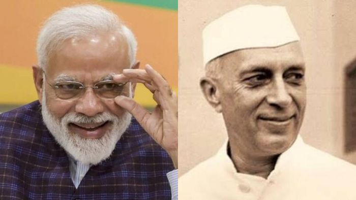 প্রধানমন্ত্রী নরেন্দ্র মোদী ও প্রাক্তন প্রধানমন্ত্রী জওহরলাল নেহেরু।-কোলাজ