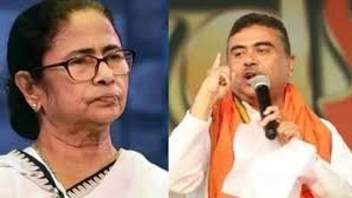 মমতা বন্দ্যোপাধ্যায় ও শুভেন্দু অধিকারী।