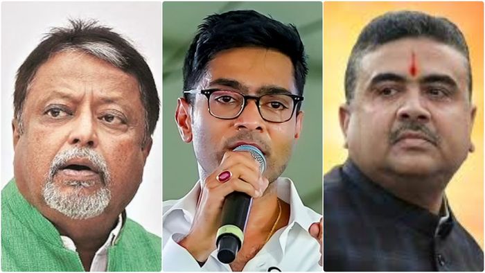 অভিষেক, মুকুল রায় ও শুভেন্দু অধিকারি।-কোলাজ