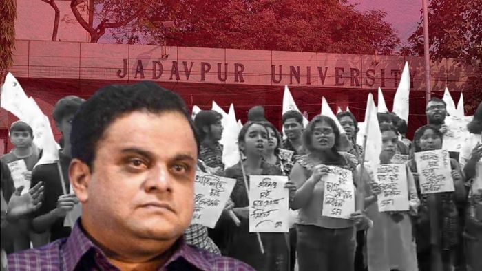 যাদবপুর বিশ্ববিদ্যালয়ে ব্রাত্যর গাড়ি ঘিরে বিক্ষোভ