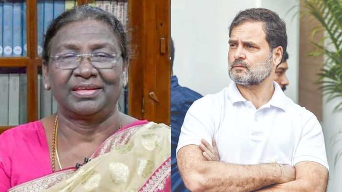 রাষ্ট্রপতি দ্রোপদী মূর্মূ ও রাহুল গান্ধী।-কোলাজ