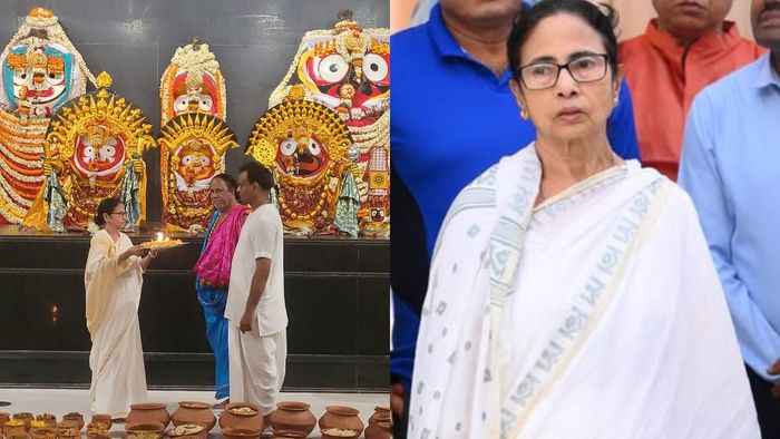 দিঘার জগন্নাথ মন্দিরের দ্বারোদ্ঘাটন (বাঁ দিকের ছবি: কুণাল ঘোষ)