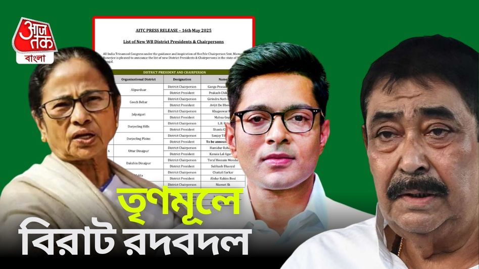 TMC-র জেলা সভাপতির পদই বিলুপ্ত বীরভূমে, সরলেন অনুব্রত-সুদীপ     TMC-র জেলা সভাপতির পদই বিলুপ্ত বীরভূমে, সরলেন অনুব্রত-সুদীপ