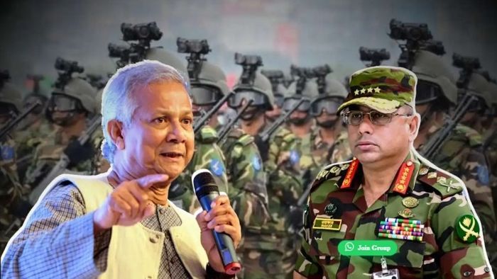 Chief Advisor Muhammad Yunus and Army Chief General Wakaar-uz-Zaman seen amid political tension and resignation speculation in Bangladesh, 2025
