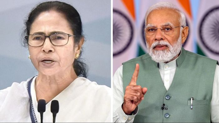 মমতা বন্দ্যোপাধ্যায় ও নরেন্দ্র মোদী।