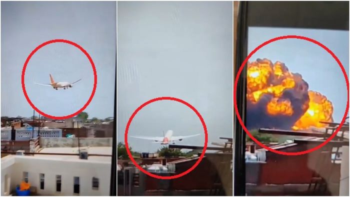 আহমেদাবাদের মেঘানিনগরে একটি বহুতলের ওপর বিমান ভেঙে পড়ে