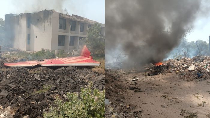 এয়ার ইন্ডিয়ার বিমান ভেঙে পড়ার ধ্বংসাবশেষ